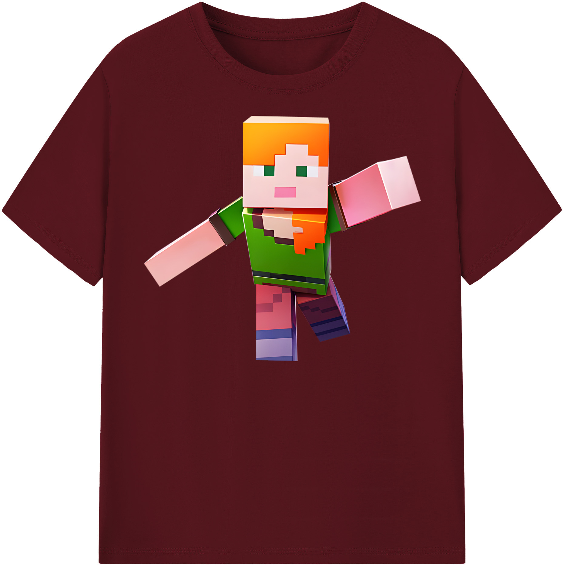 （画像用） マインクラフト ブロックの世界 Minecraft MC Block world 綿100％半袖Tシャツ（フロントプリント）